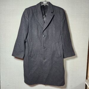 Vintage Londo Fog Men's 38S Wool Classic Dark Gray Over Trench Coat
